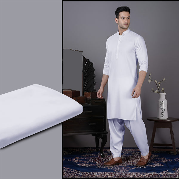 Men's Premium Unstitched Suit Wash & Wear. White