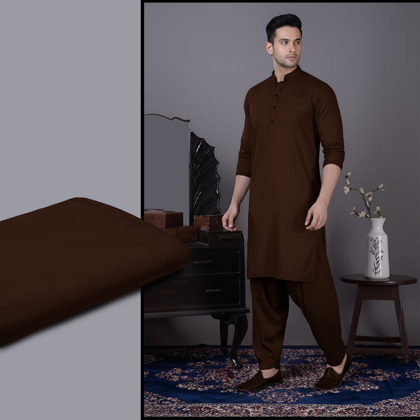 Men's Premium Unstitched Suit Wash & Wear. Brown